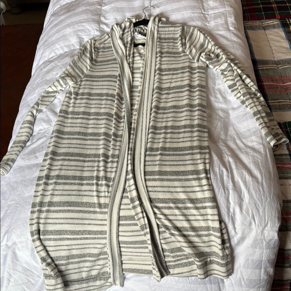 Korye Striped Open Front Cardigan 1x